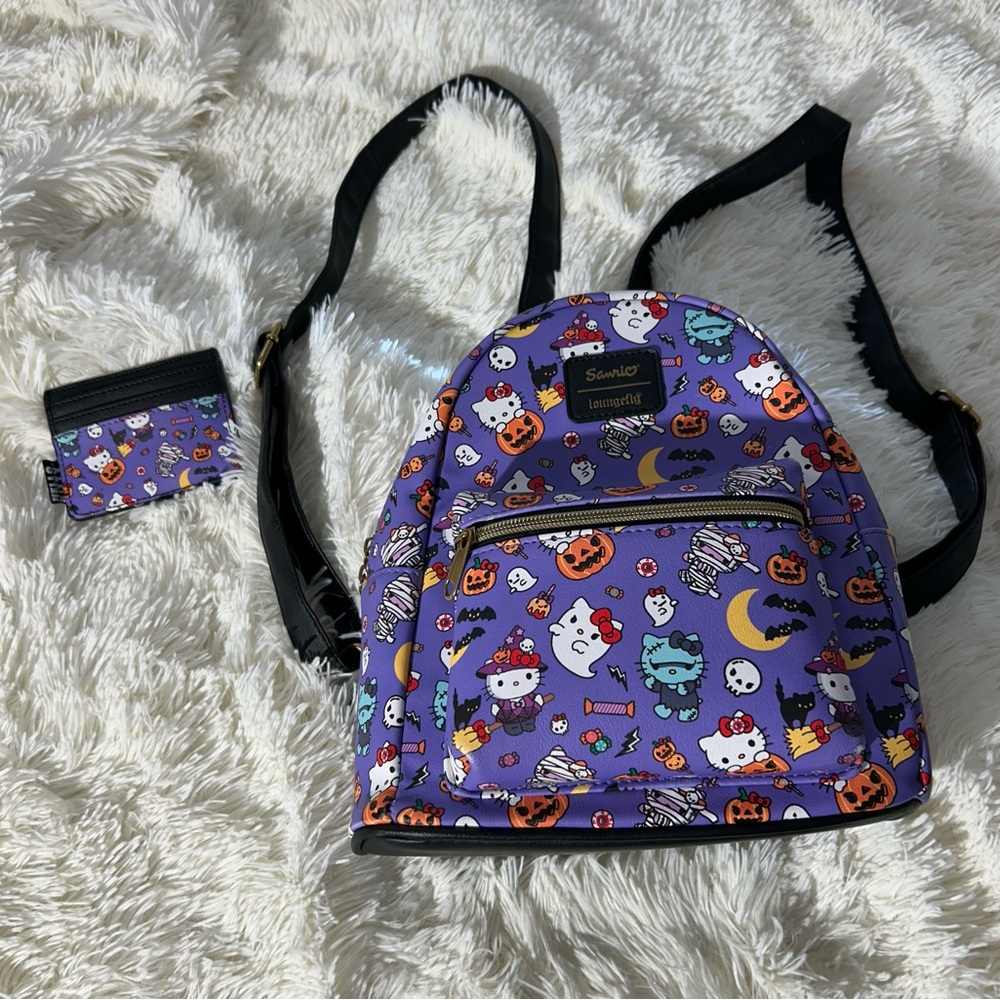 Hello Kitty Halloween Loungefly Backpack and wallet